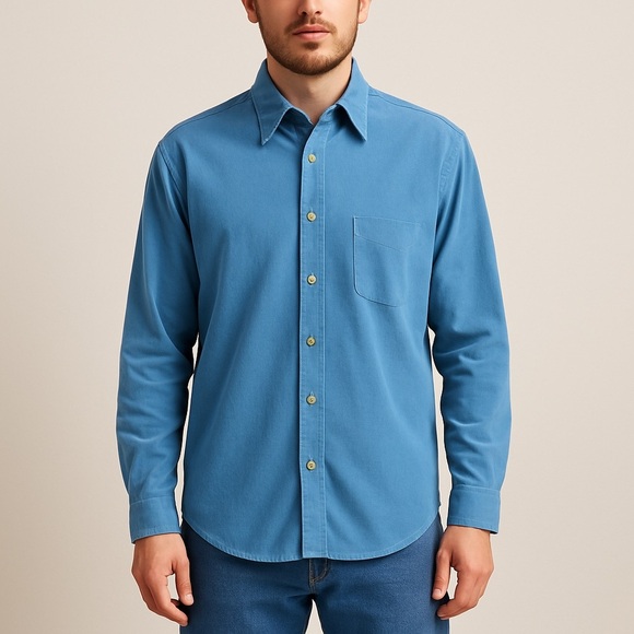 Vtg Y2K Joseph Abboud Blue Corduroy Button Up Shirt M Preppy Old Money Western - Picture 1 of 11